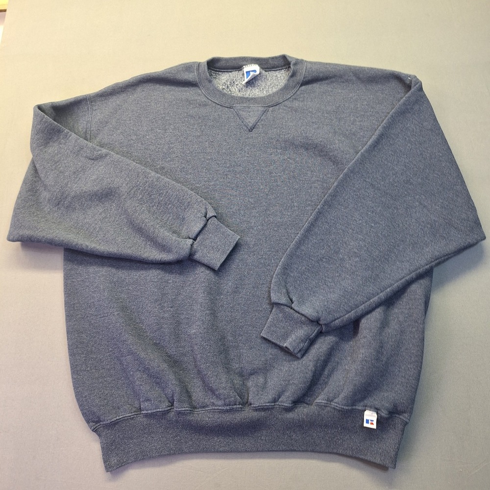 Russell Athletic Mens XL grey Heather Crewneck Sweatshirt V-Stitch Fleece Blank